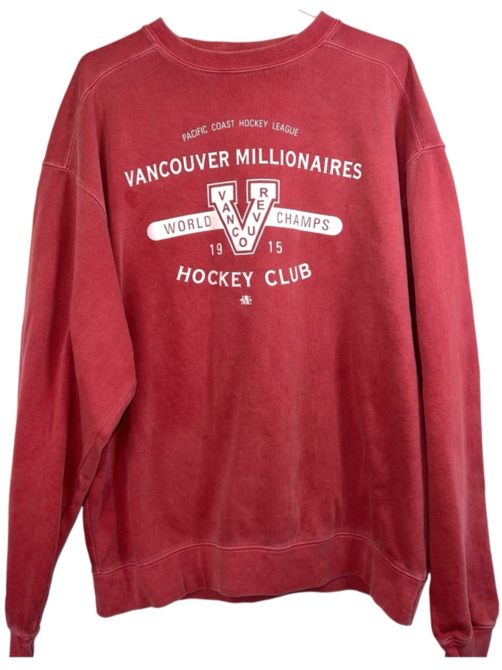 Vancouver Millionaires Sweatshirt Mens XL Maroon Hockey Crewneck V Logo Canucks